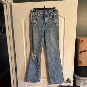 American Eagle Outfitters Light Blue Distressed Flare Jeans